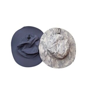 Original Panama Jack Bucket Hat Lot Camouflage and Blue Med Boonie Fishing Nylon